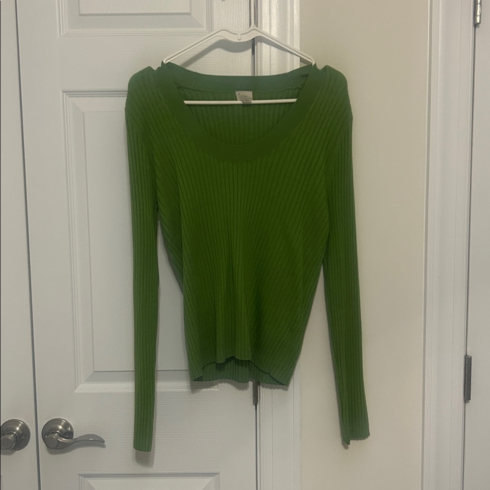 Green Ribbed Long Sleeve Sweater - A New Day - Size XL